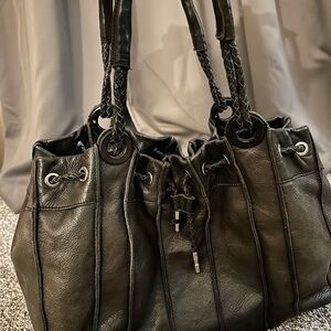 Kenneth Cole New York Black Leather Shoulder Bag